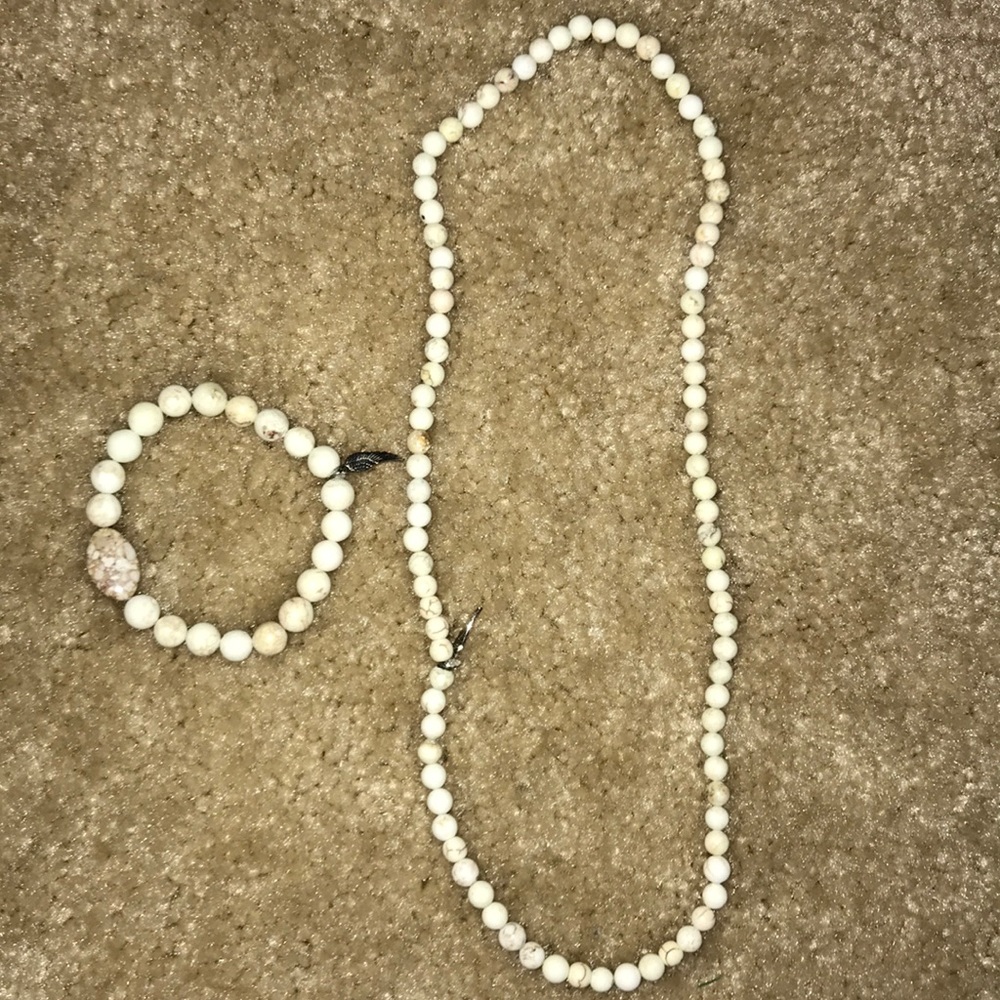 free people marble pearl bracket and necklace set